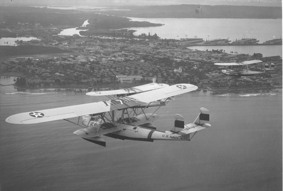 P2Y-1s of VP-5 flying over Coco Solo, CZ.